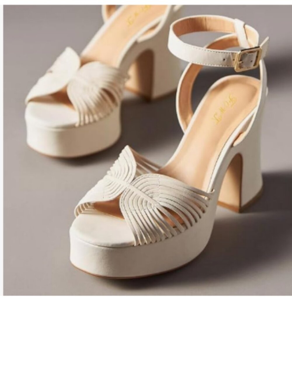 FOWT Beige Open Toe Platform Sandals Ankle Strap Buckle Chunky High Heels Shoes